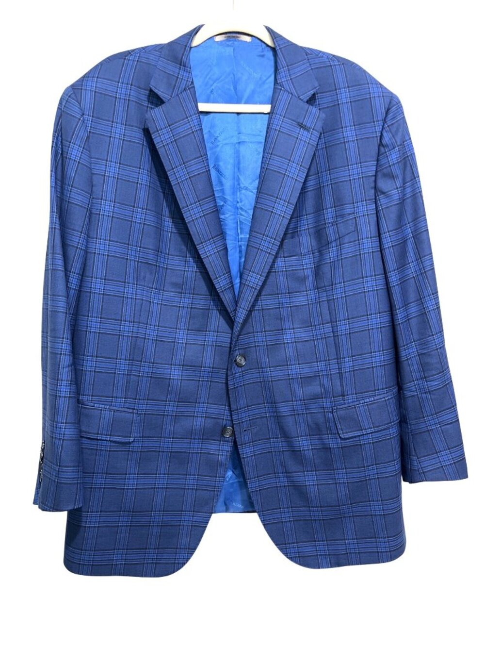 Ravazzolo Men Italian Size 62R/ US 52R Blazer Blue Plaid Virgin Wool Jacket